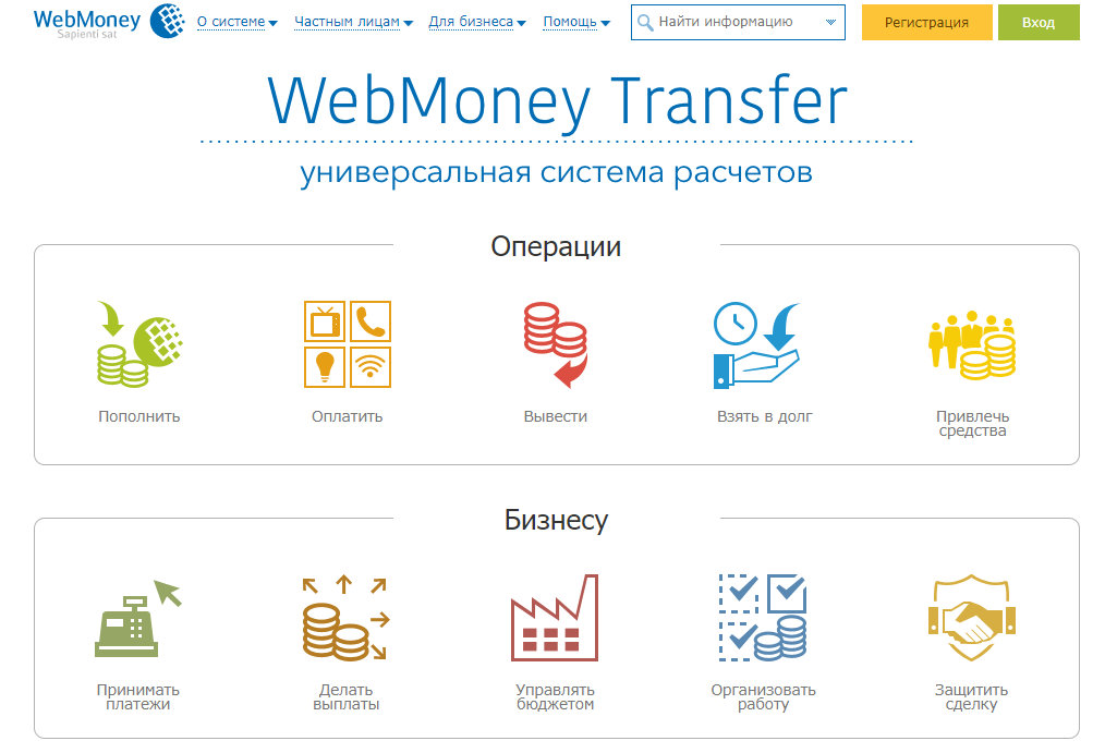 Сайт платежной системы WebMoney