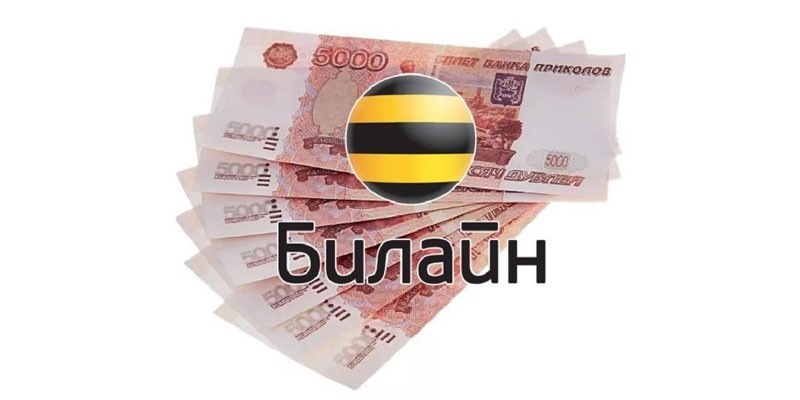 Банкноты и логотип Билайн
