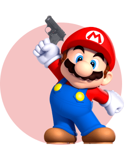 Марио держит стартовый пистолет
