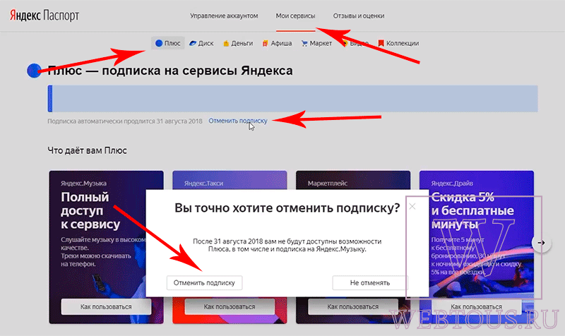 4 способа отключить подписку Яндекс